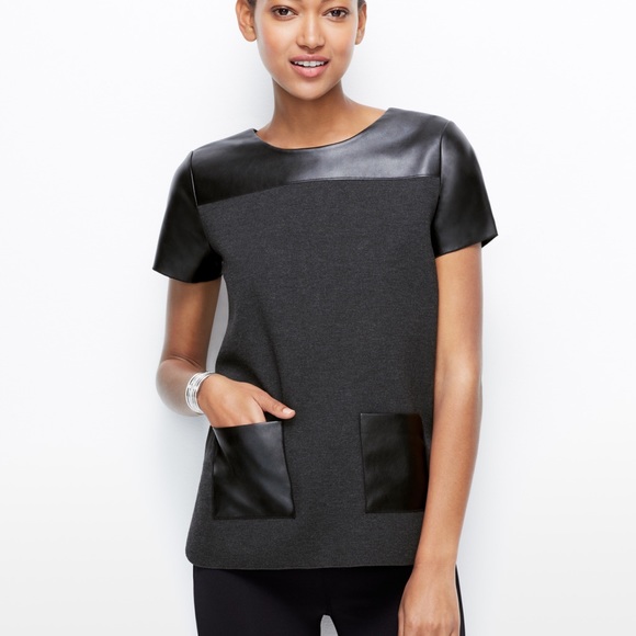 Ann Taylor Tops - SALE ⬇️ $35✨NWT Ann Taylor Faux Leather Pocket Top